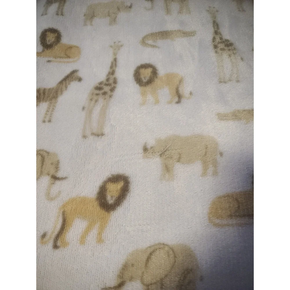Walmart Parent Choice Safari Baby Blanket Sherpa Fleece Lion Giraffe 30x40 Cream